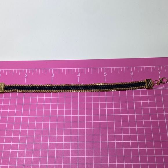 Black and Gold  loom-beaded bracelet Miyuki Delica Seed Beads - Picture 7 of 11